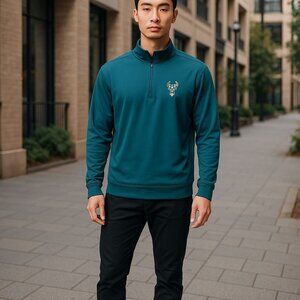 WAGGLE Men Loosey Goosey Quarter Zip Pullover MEDIUM